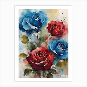 A Dozen Red And Blue Roses Pt. 2 Art Print