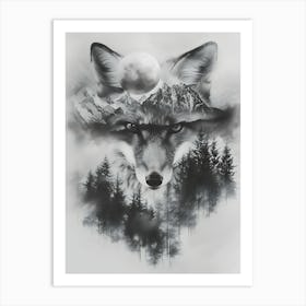Wolf In The Forest 18 Art Print
