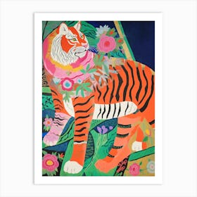 Maximalist Animal Painting Siberian Tiger 1 Art Print
