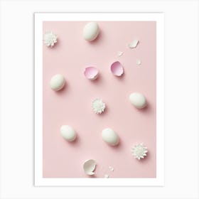 Easter Eggs On A Pink Background Art Print