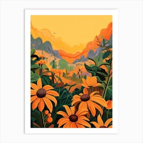 Boho Wildflower Painting Brown Eyed Susan 3 Art Print