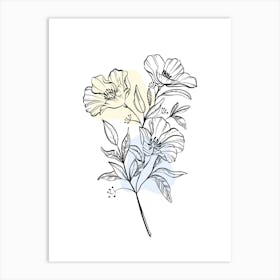 Flower Bouquet hand drawing minimalist line art Art Print