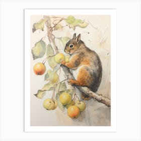 Storybook Animal Watercolour Squirrel 4 Art Print