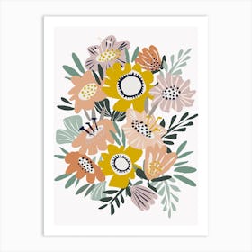 Papercut Flower Bouquet Art Print