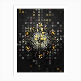 Vintage Lilium Pyrenaicum Flower Wreath on Dot Bokeh Pattern Art Print