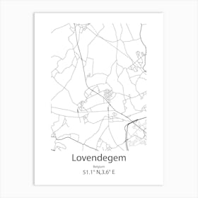 Lovendegem,Belgium Minimalist Map Art Print