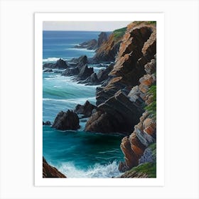 Coastal Cliffs And Rocky Shores Waterscape Crayon 2 Art Print