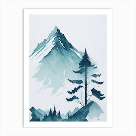 Mountain And Forest In Minimalist Watercolor Vertical Composition 142 Art Print