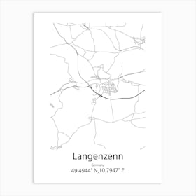 Langenzenn,Germany Minimalist Map Art Print