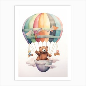 Baby Bear 6 In A Hot Air Balloon Art Print