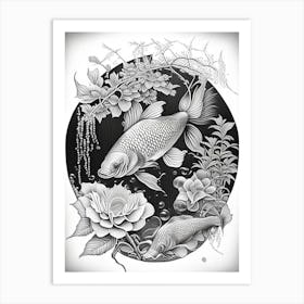 Showa Koi Fish Haeckel Style Illustastration Art Print
