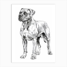 Boxer Dog Line Sketch 3 Art Print