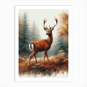 Deer In The Woods 4 Art Print