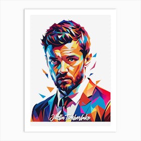 Justin Timberlake 03 Portrait Music Icon Style WPAP Pop Art Art Print