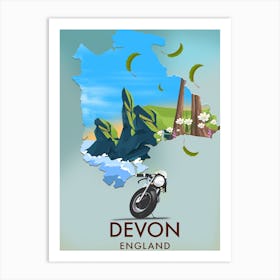 Devon England Travel poster map Art Print