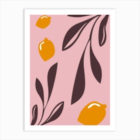 Lemons On Pink Art Print