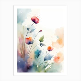 Watercolor Poppies 1 Art Print