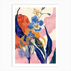 Colourful Flower Illustration Forget Me Not 5 Art Print