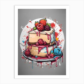 Cake With Berries And Icing Art Print