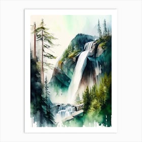 Shannon Falls, Canada Water Colour  (1) Art Print