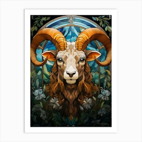 Ram In Stained Glass Art Print