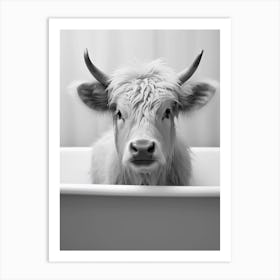 Cow In A Bathtub Art Print