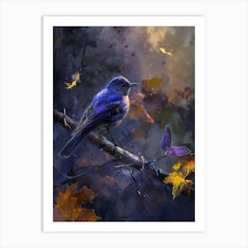 Blue Bird In Autumn Art Print