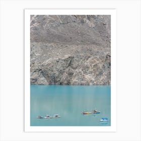 Turquoise Lake With Boats Art Print