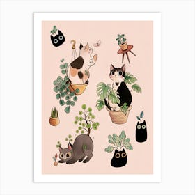 Kawaii Cats 1 Art Print