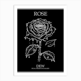 Rose Dew Line Drawing 1 Poster Inverted Art Print