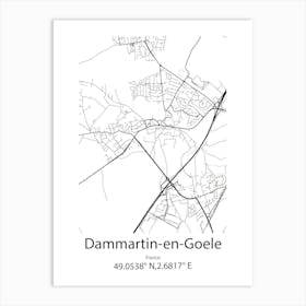 Dammartin En Goele,France Minimalist Map Art Print