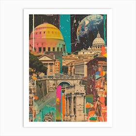 Rome   Retro Collage Style 1 Art Print