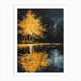 Tree By A Lake Art Print