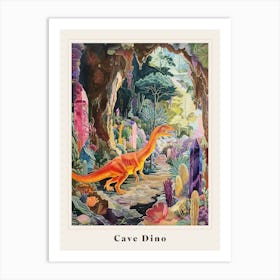 Colourful Dinosaur In A Crystal Cave 2 Poster Art Print