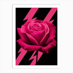 Lightning Bolt Pink Rose Art Print