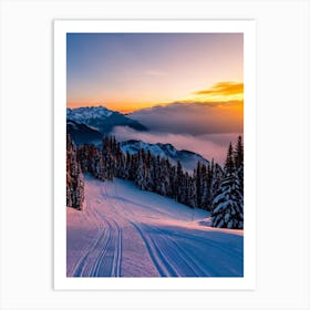 Garmisch Partenkirchen, Germany Sunrise Skiing Poster Art Print