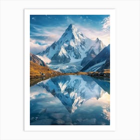 Kazakhstan Mountains Reflected In Lake Art Print