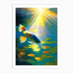 Asagi Koi Fish Monet Style Classic Painting Art Print