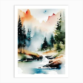 Watercolor Of A River 4 Art Print