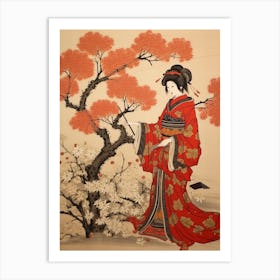 Akikusa Autumn Dandelion 1 Vintage Japanese Botanical And Geisha Art Print