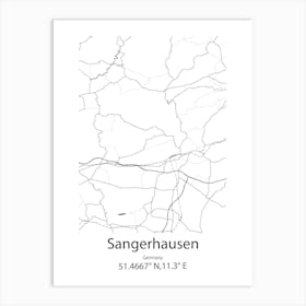 Sangerhausen,Germany Minimalist Map Poster