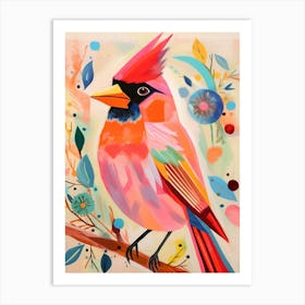 Pink Scandi Cardinal 2 Art Print