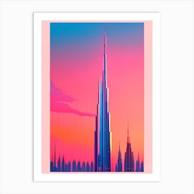 Burj Khalifa Sunset Dreamy Landscape Art Print