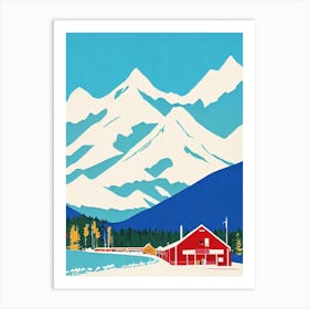 Mont Sainte Anne, Canada Midcentury Vintage Skiing Poster Art Print