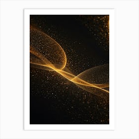 Abstract Golden Swirls On Black Background Art Print