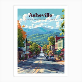 Asheville North Carolina Blue Ridge Travel Art Illustration Art Print