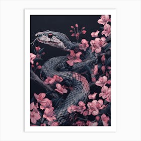 Snake In Blossoms Art Print