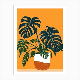 Monstera Plant Minimalist Illustration 8 Art Print