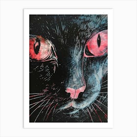 Cat With Red Eyes 4 Art Print