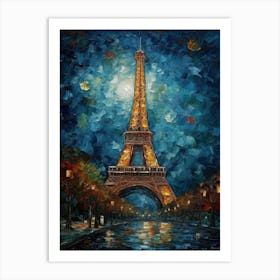Eiffel Tower Paris France Vincent Van Gogh Style 19 Art Print